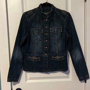 Jean jacket, military style in size medium